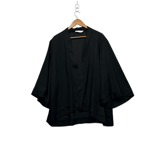 Avella Women's Black Long Sleeve Open Front Kimono Jacket Size 24