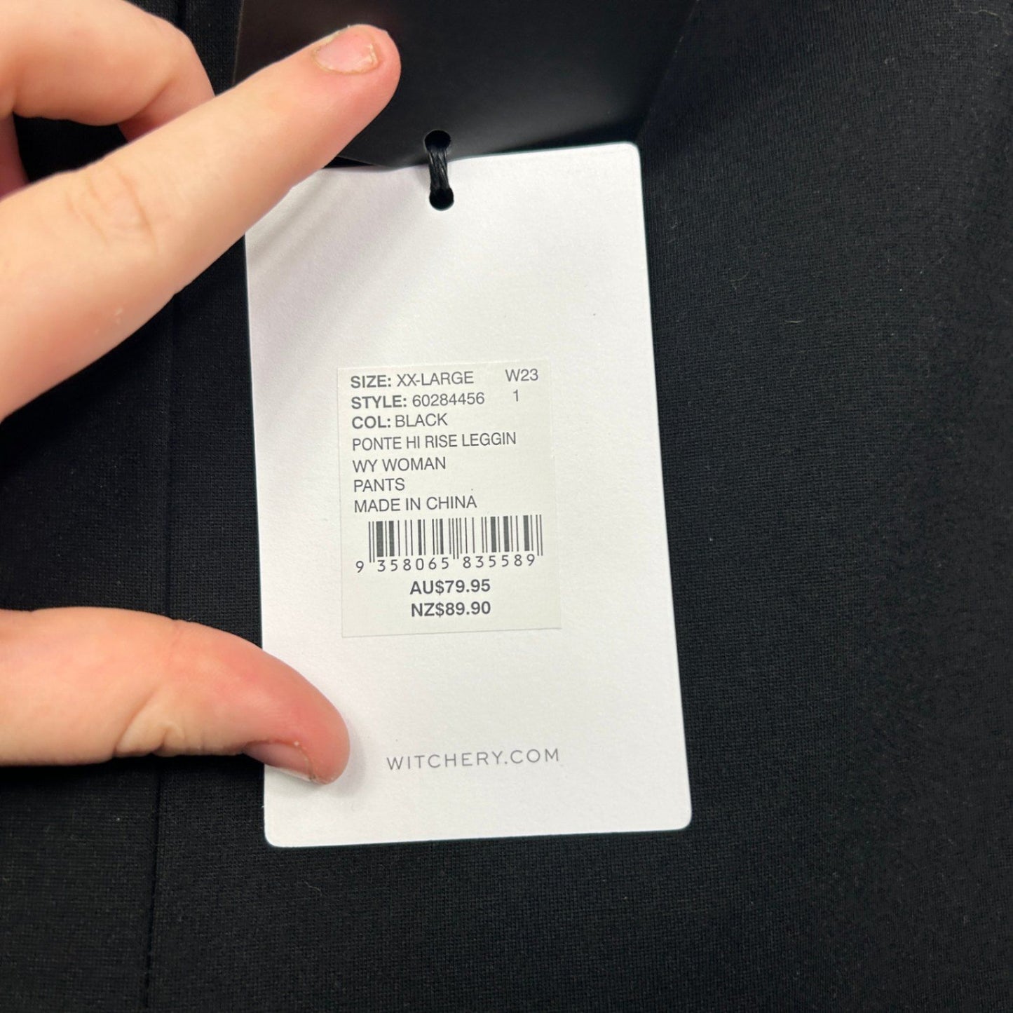 New Witchery Black Hi Rise Leggings Pull-On Pants Slim Stretch Size 2XL