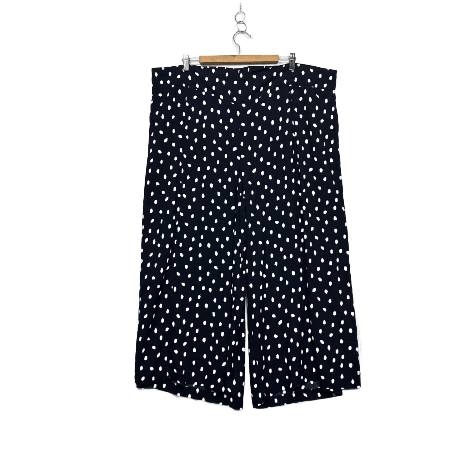 Virtuelle Wide Leg Polka Dot Culottes Navy White Cropped Pants Size 24