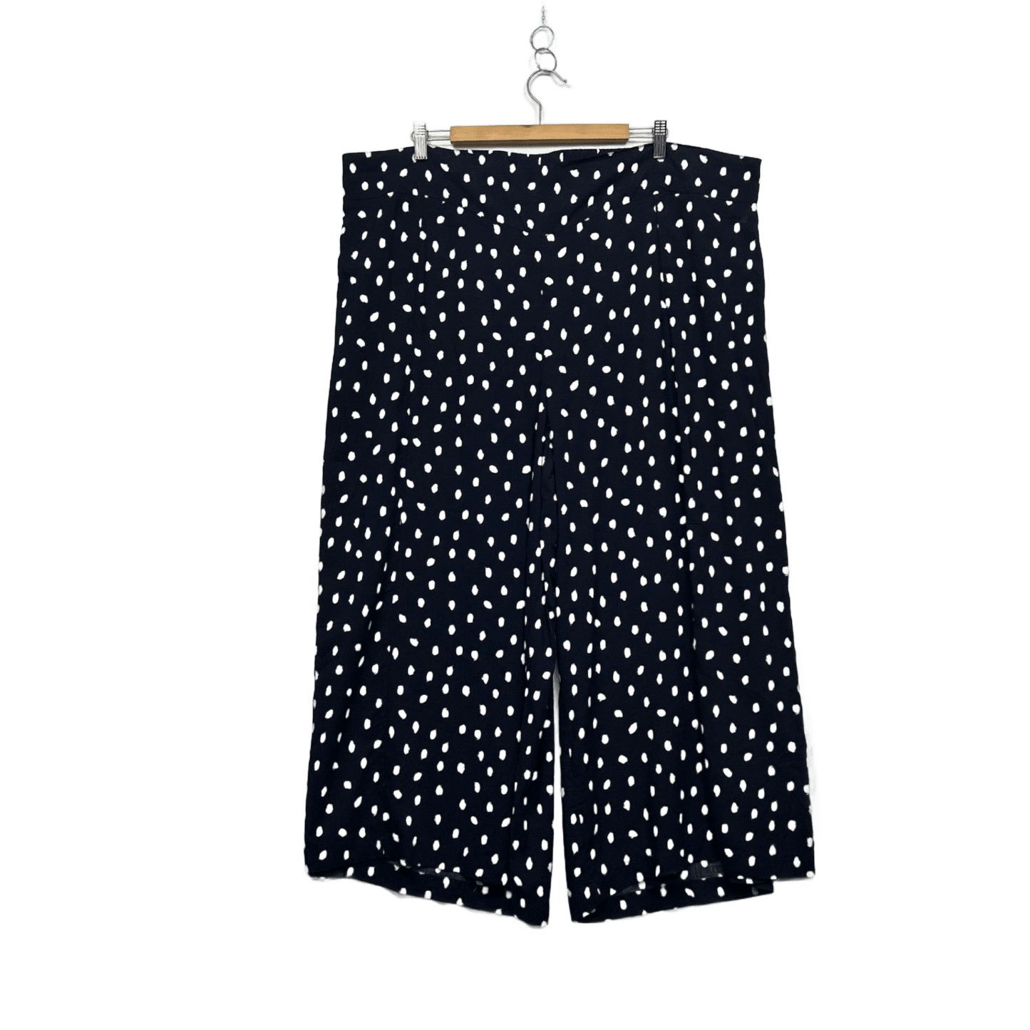 Virtuelle Wide Leg Polka Dot Culottes Navy White Cropped Pants Size 24