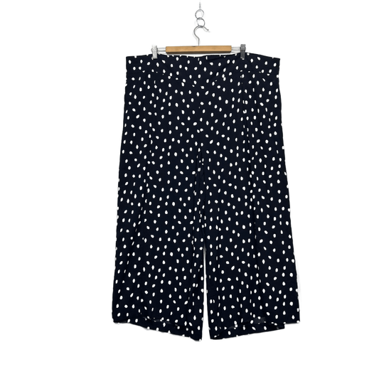 Virtuelle Wide Leg Polka Dot Culottes Navy White Cropped Pants Size 24