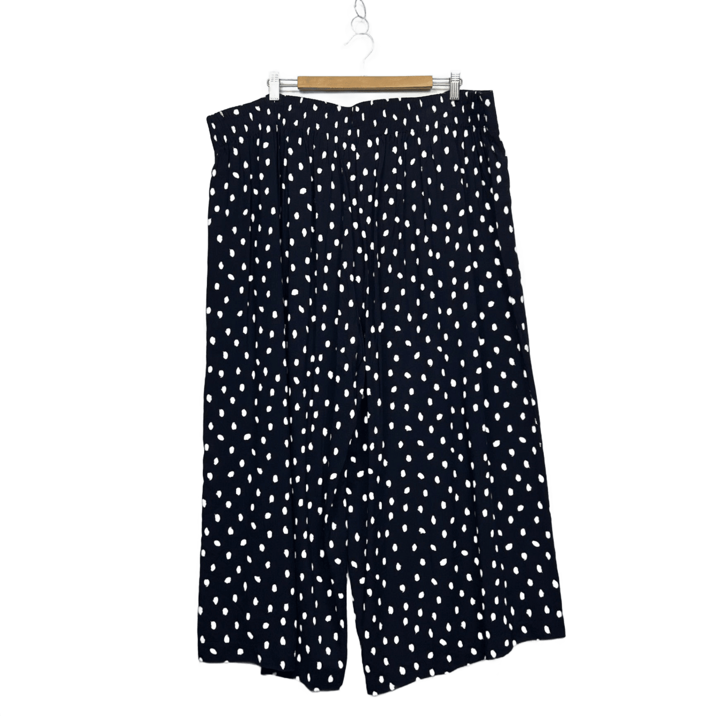 Virtuelle Wide Leg Polka Dot Culottes Navy White Cropped Pants Size 24