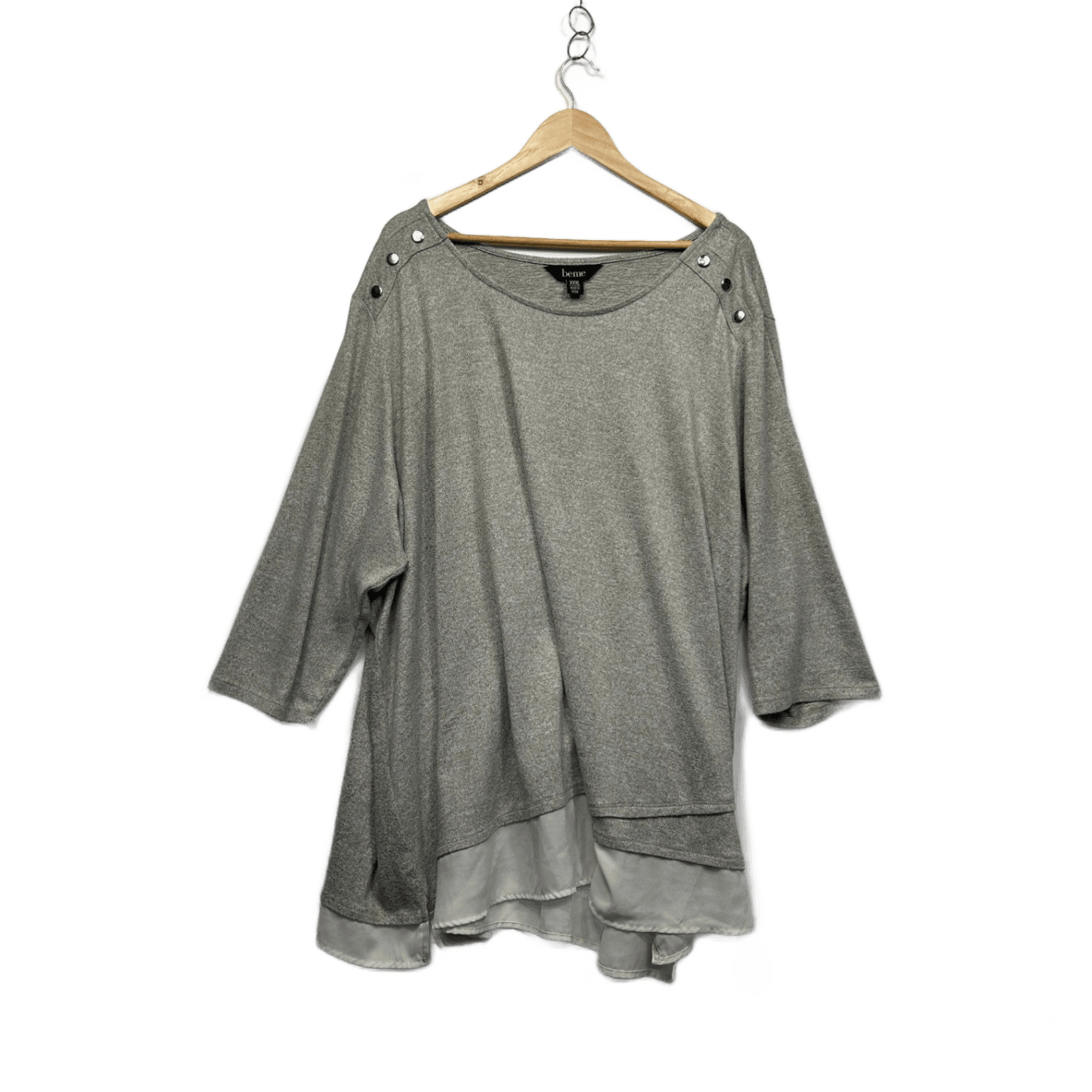 beme Women's Grey Long Sleeve Layered Tunic Knit Top Size 24 3XL