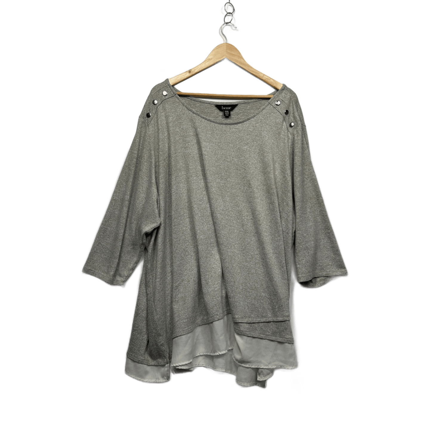 beme Women's Grey Long Sleeve Layered Tunic Knit Top Size 24 3XL