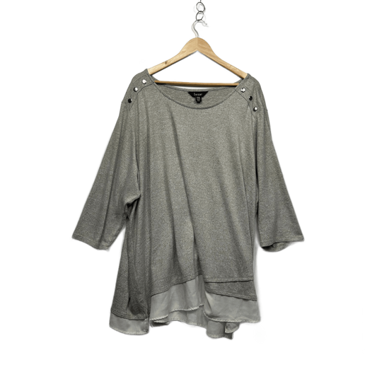 beme Women's Grey Long Sleeve Layered Tunic Knit Top Size 24 3XL