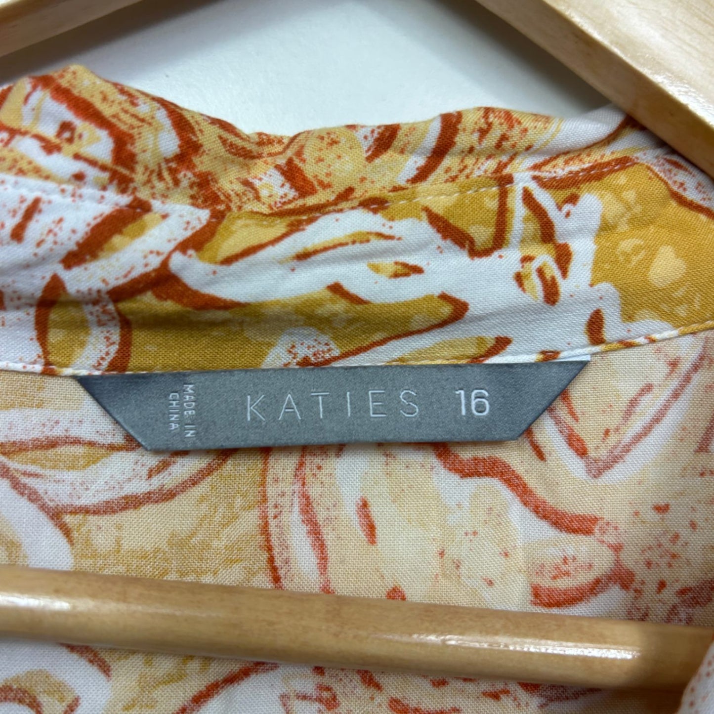 Katies Mustard Billow Long Sleeve Viscose Button Up Top Blouse Size 16