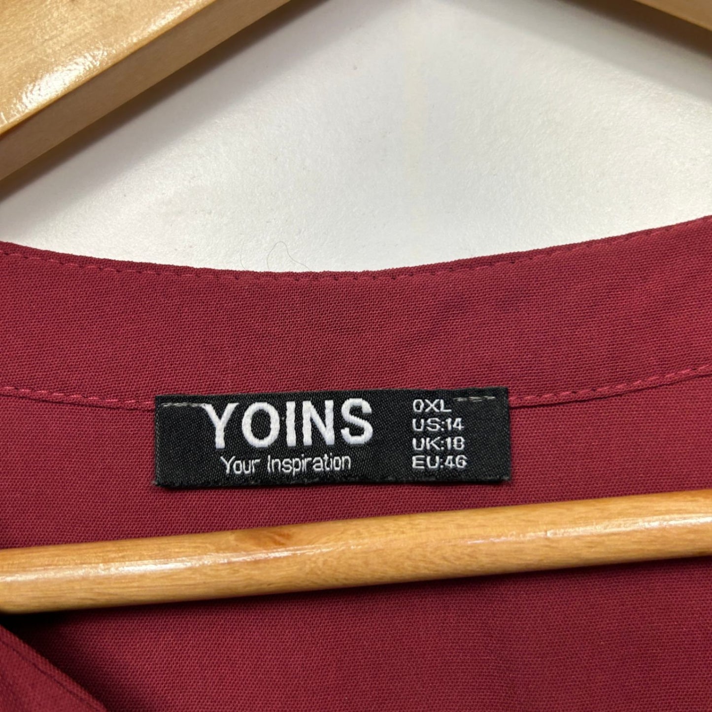YOINS Burgundy 3/4 Knee Tunic Top or Dress Size 18