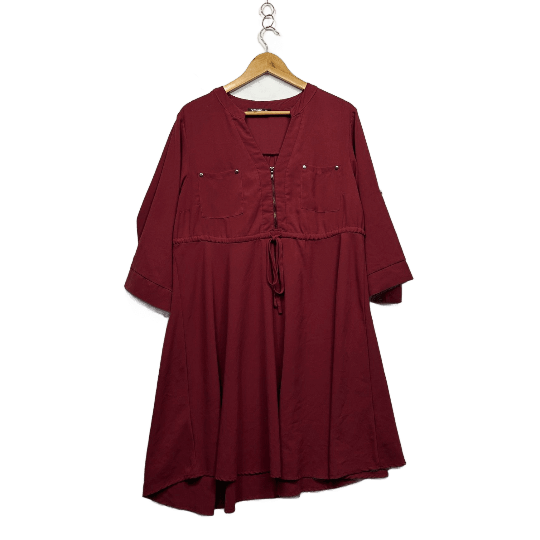 YOINS Burgundy 3/4 Knee Tunic Top or Dress Size 18