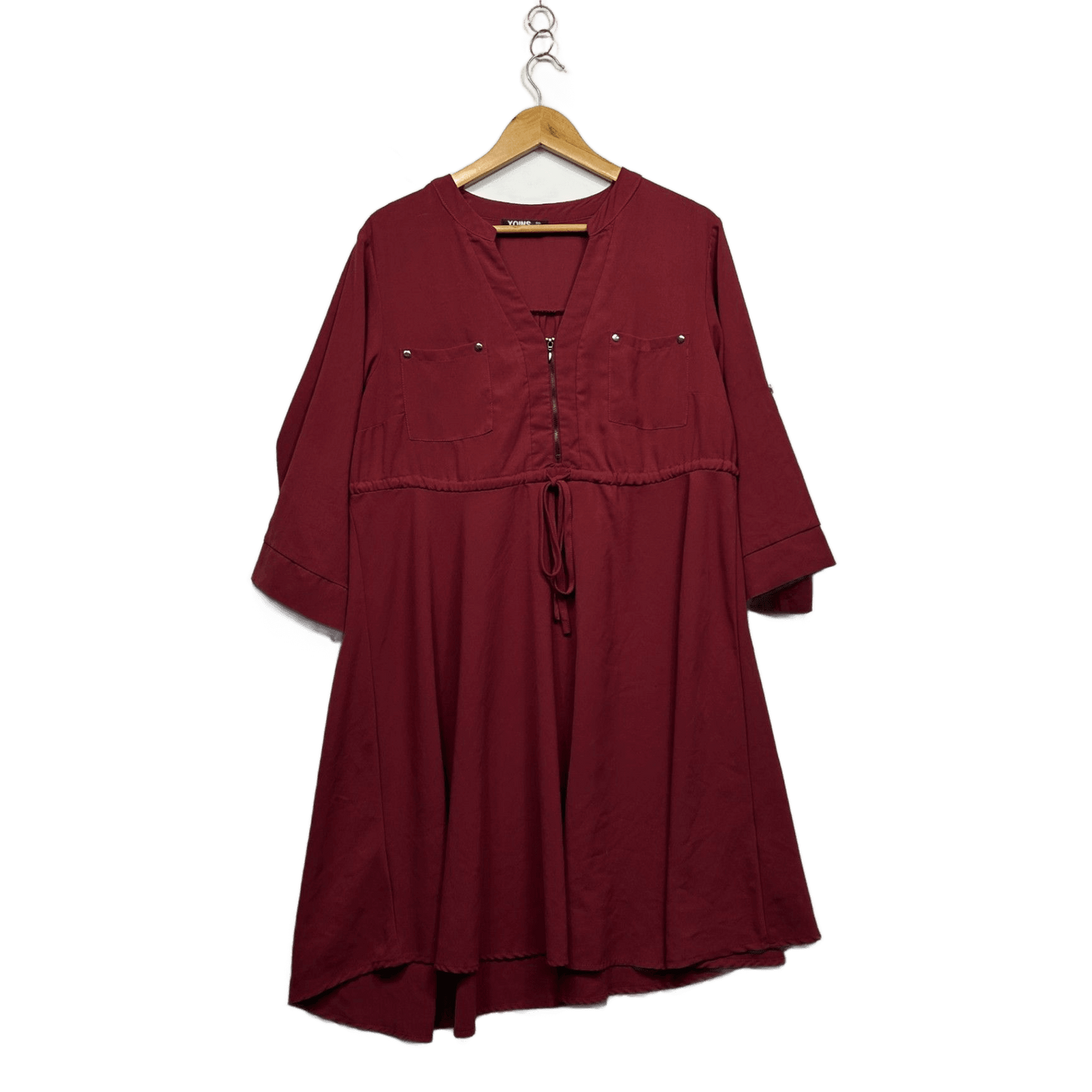 YOINS Burgundy 3/4 Knee Tunic Top or Dress Size 18