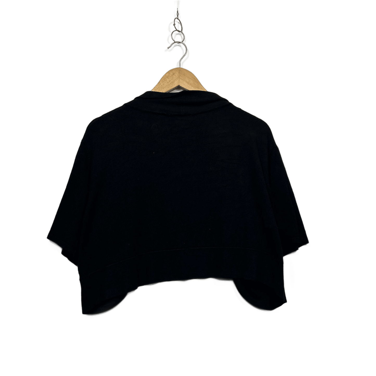 City Chic Black Short Sleeve Open Front Cropped Cardigan Top Size 22 Plus XL