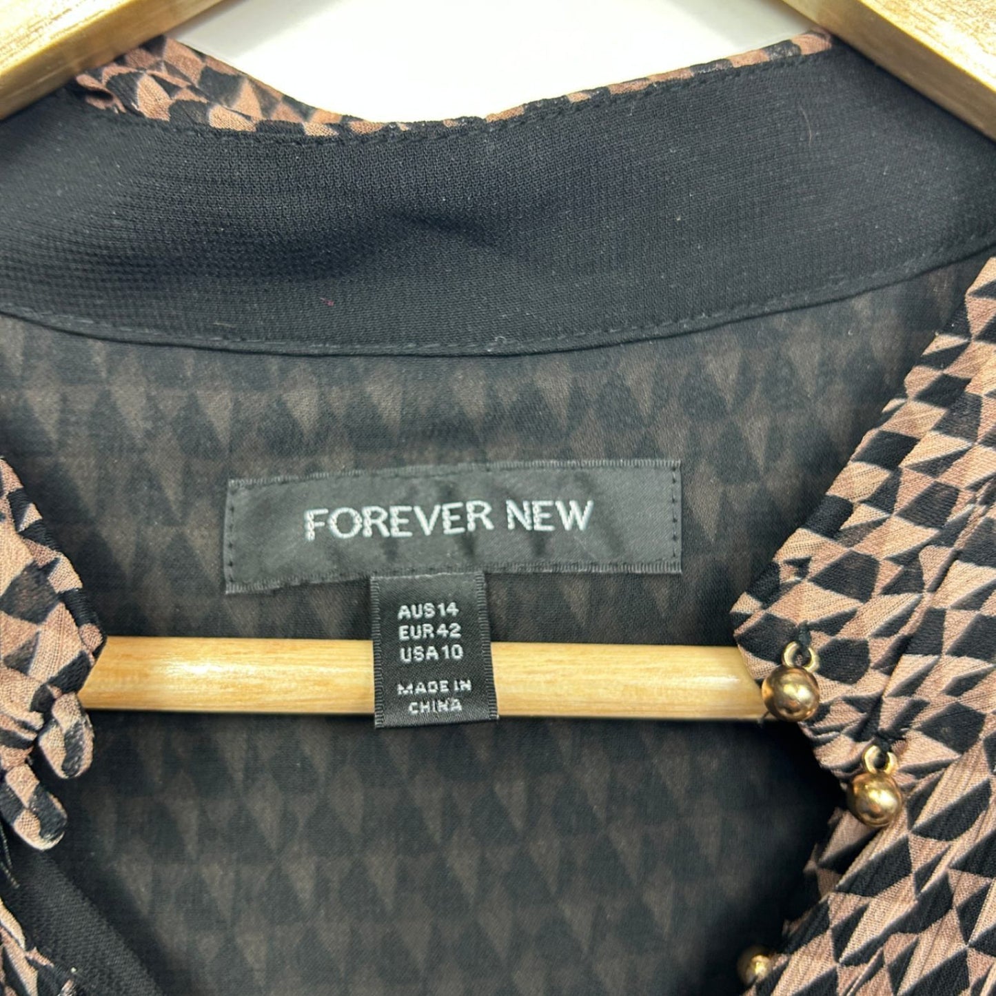 Forever New Women's Black Brown Classic Blouse Top Size 14