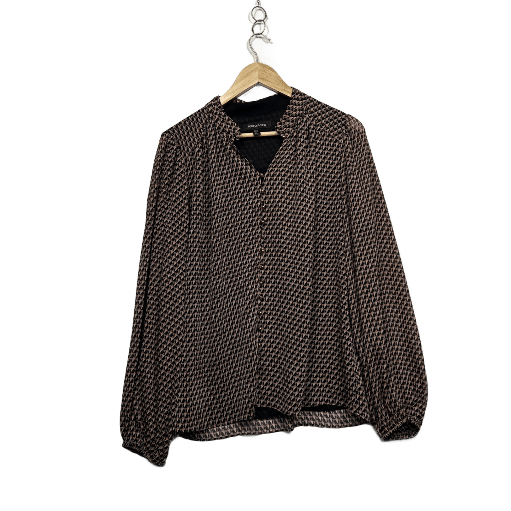 Forever New Women's Black Brown Classic Blouse Top Size 14