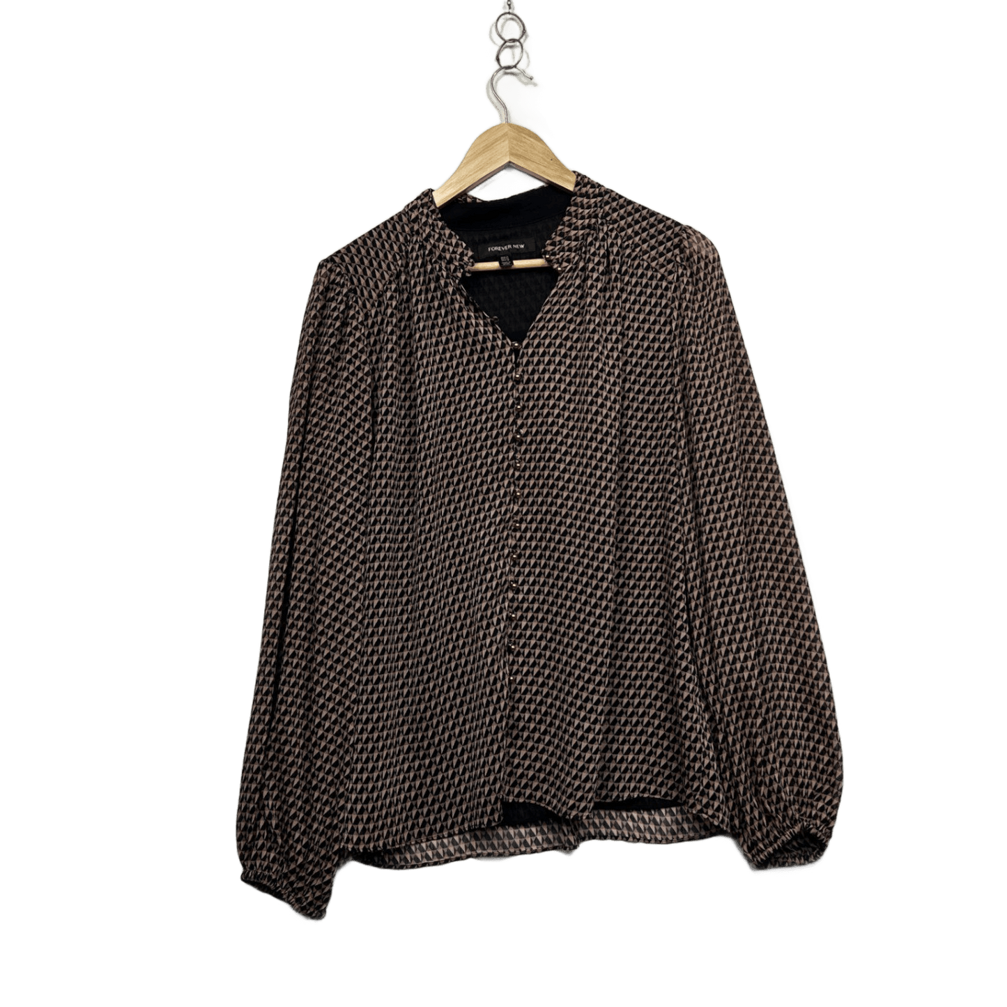 Forever New Women's Black Brown Classic Blouse Top Size 14