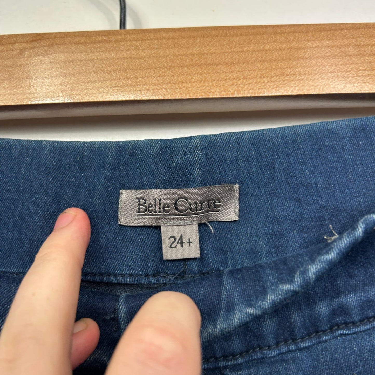 Belle Curve Blue Cotton Blend Pull-On  Denim Jeans Jeggings Pants Size 24