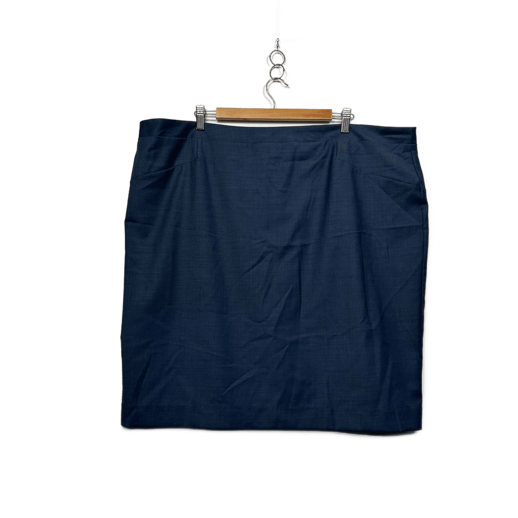 Van Heusen Navy Blue Wool Blend Knee Length Pencil Skirt Size 24