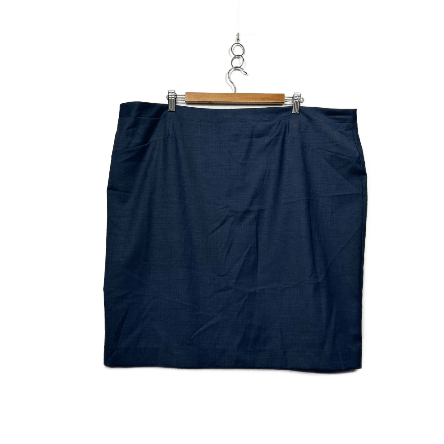 Van Heusen Navy Blue Wool Blend Knee Length Pencil Skirt Size 24