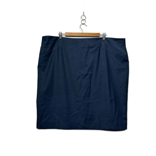 Van Heusen Navy Blue Wool Blend Knee Length Pencil Skirt Size 24