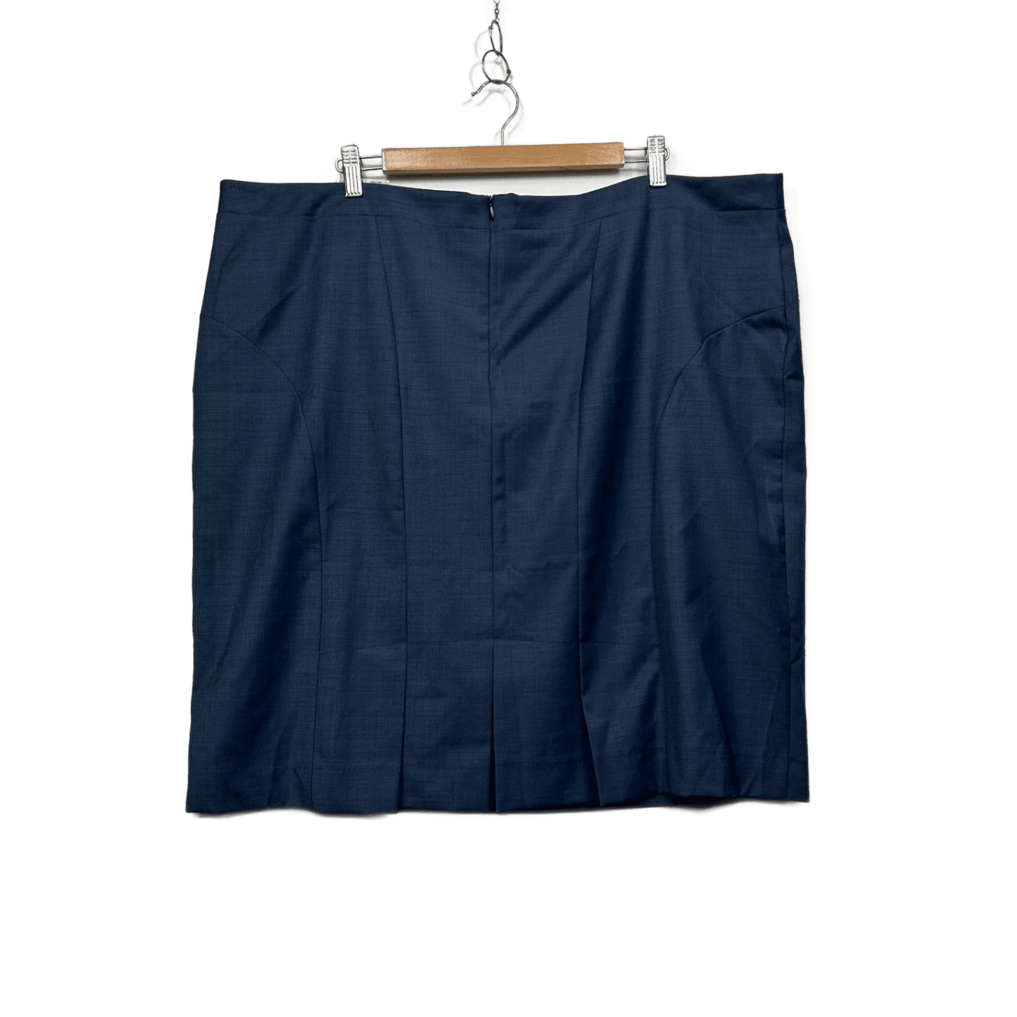 Van Heusen Navy Blue Wool Blend Knee Length Pencil Skirt Size 24