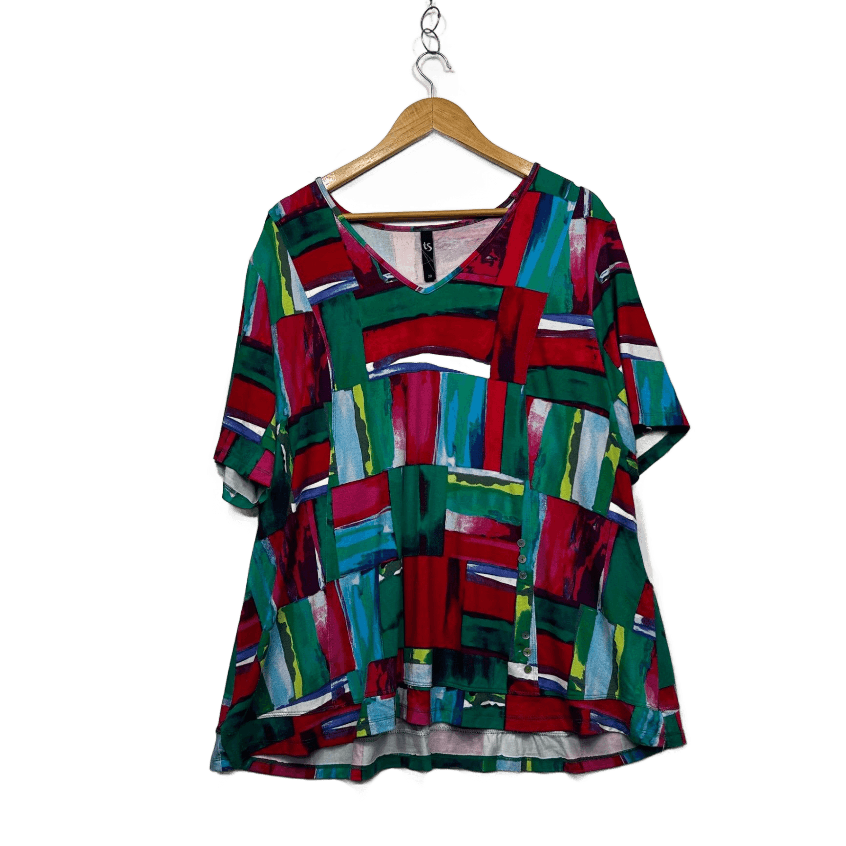 Taking Shape Multicoloured Short Sleeve Tunic Top Blouse Size 20 (Fault)