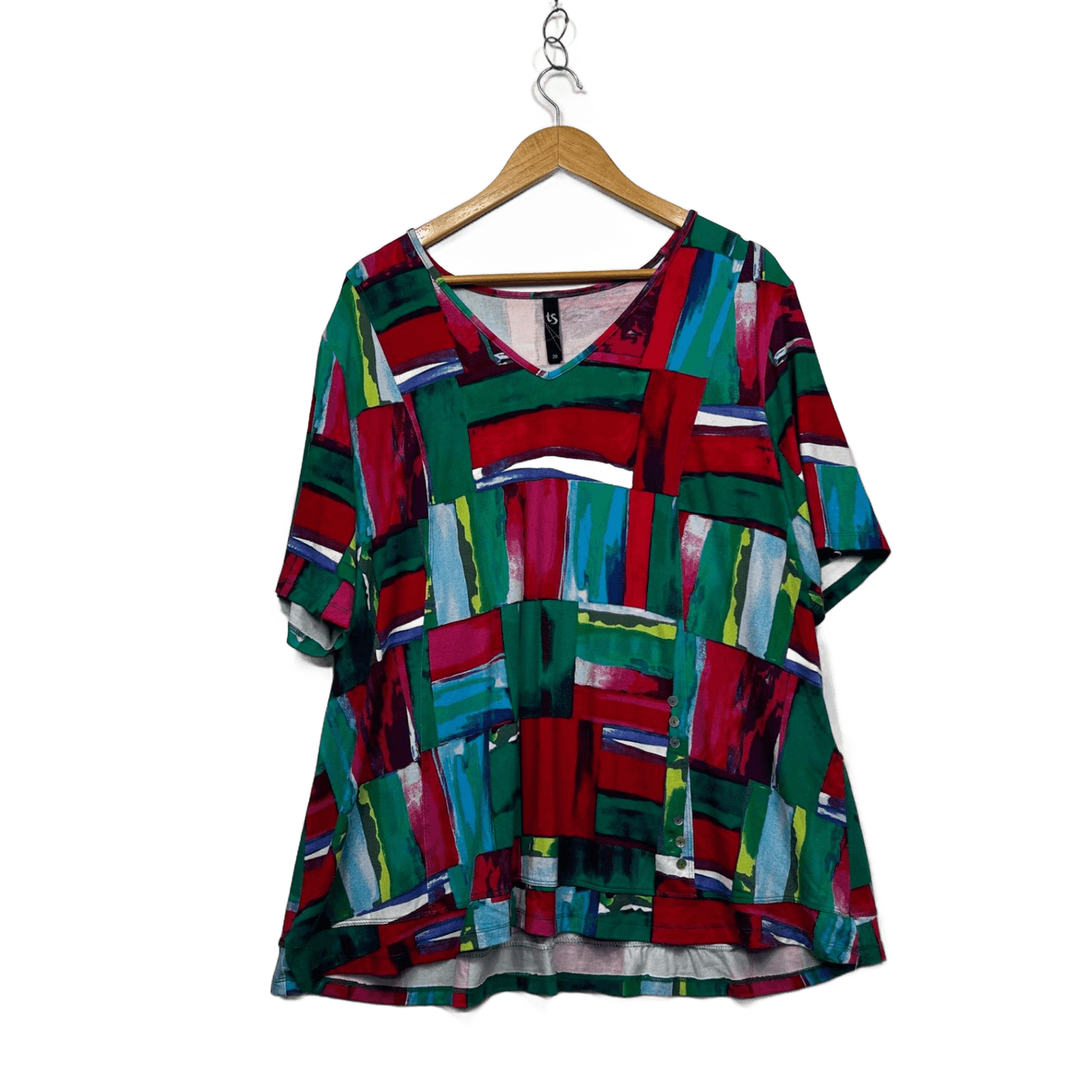 Taking Shape Multicoloured Short Sleeve Tunic Top Blouse Size 20 (Fault)
