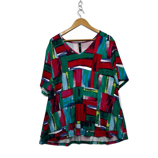 Taking Shape Multicoloured Short Sleeve Tunic Top Blouse Size 20 (Fault)