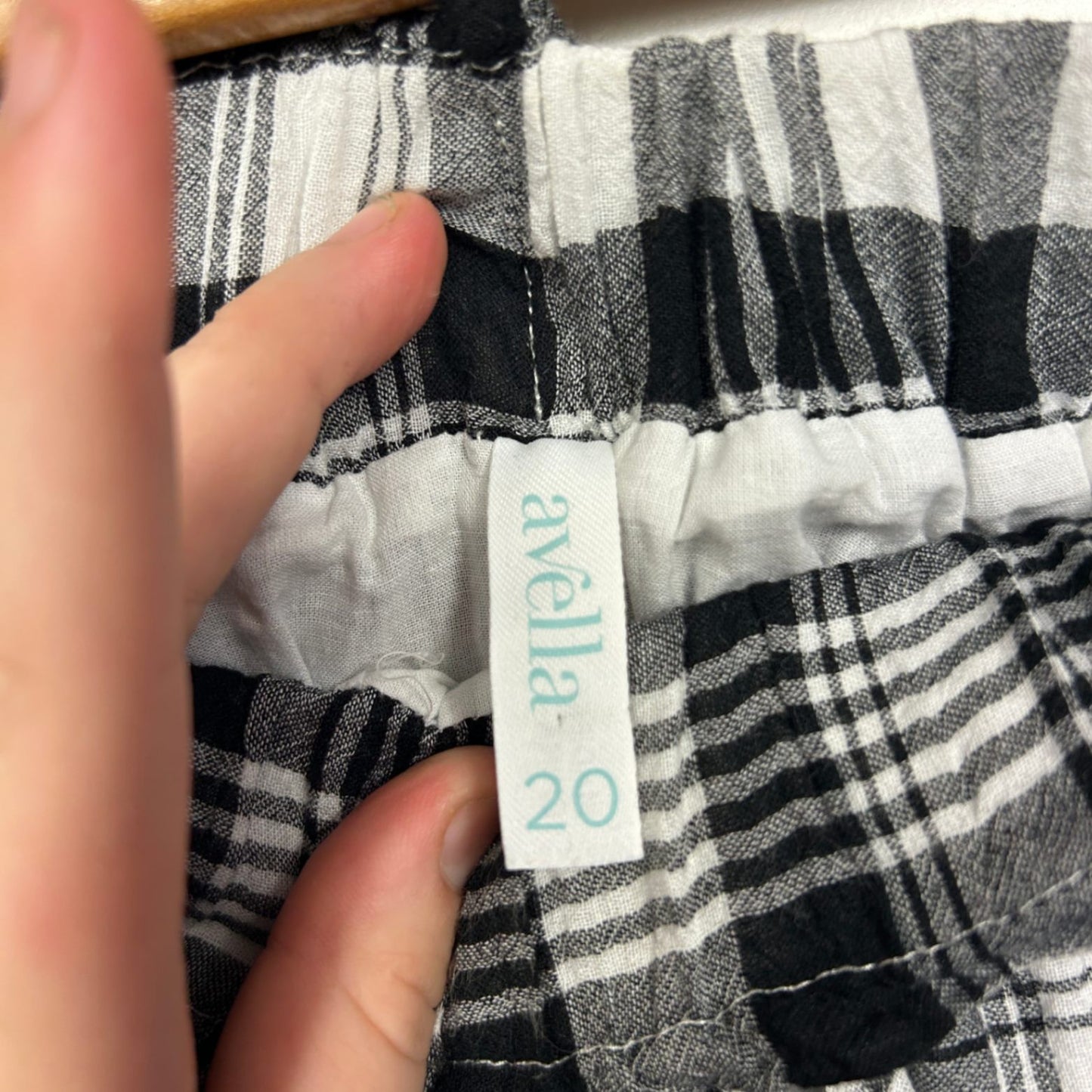 Avella Black White Gingham Check Cotton Blend Maxi Skirt Size 20