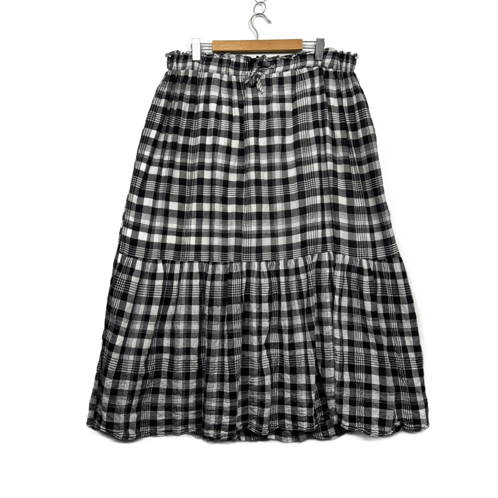 Avella Black White Gingham Check Cotton Blend Maxi Skirt Size 20