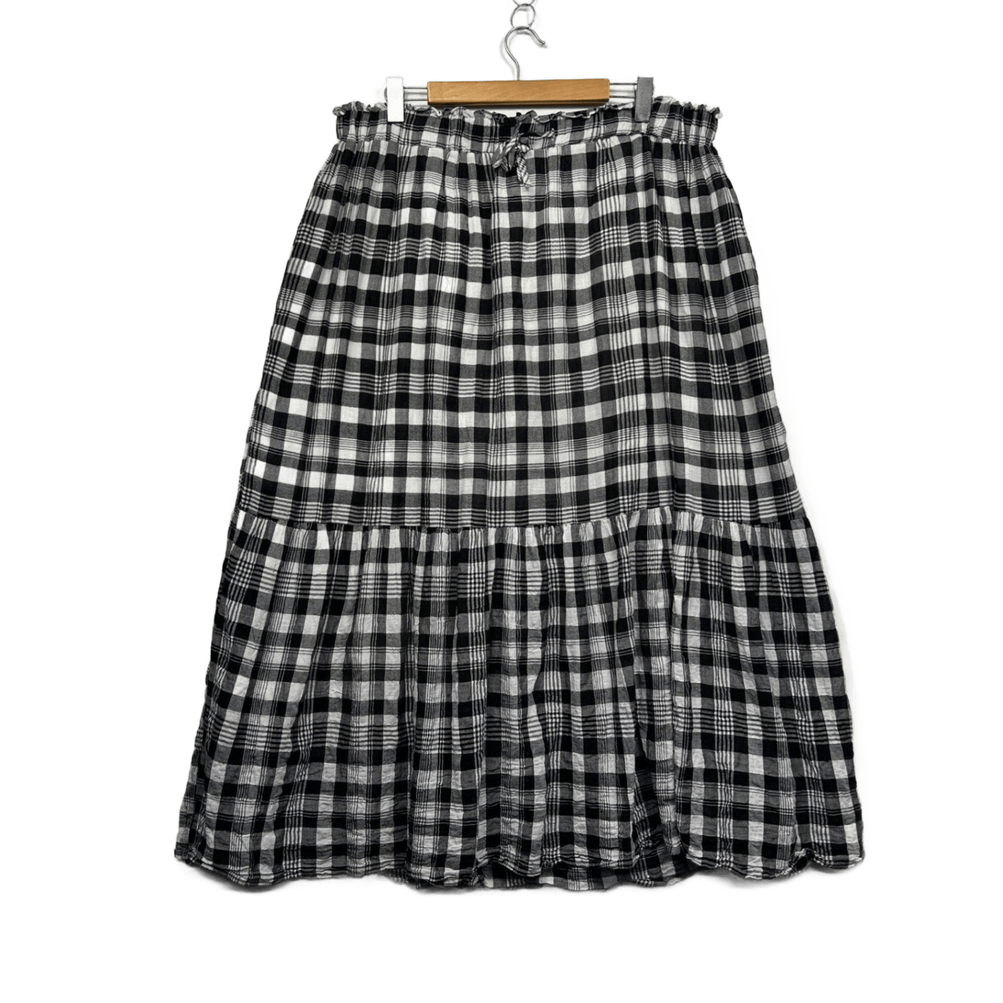 Avella Black White Gingham Check Cotton Blend Maxi Skirt Size 20