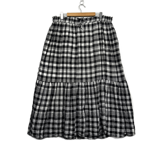 Avella Black White Gingham Check Cotton Blend Maxi Skirt Size 20