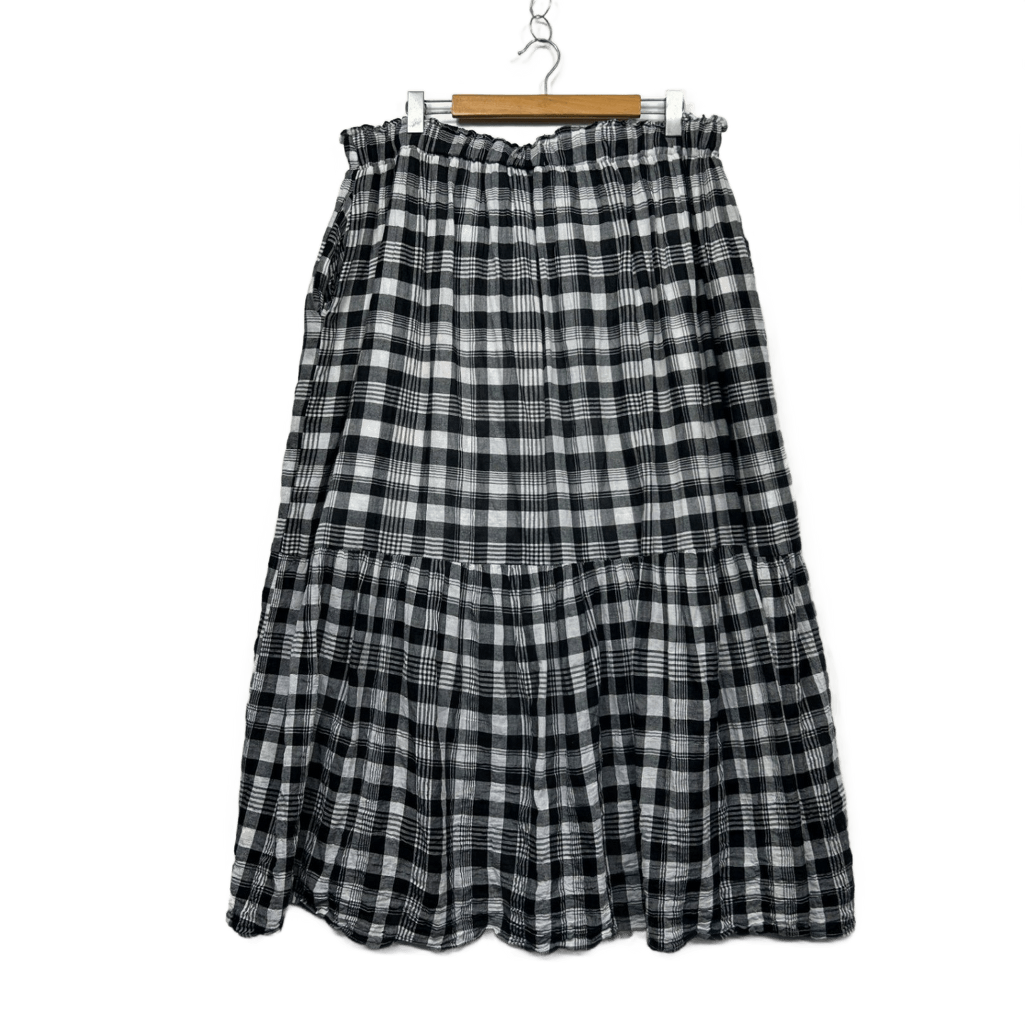 Avella Black White Gingham Check Cotton Blend Maxi Skirt Size 20