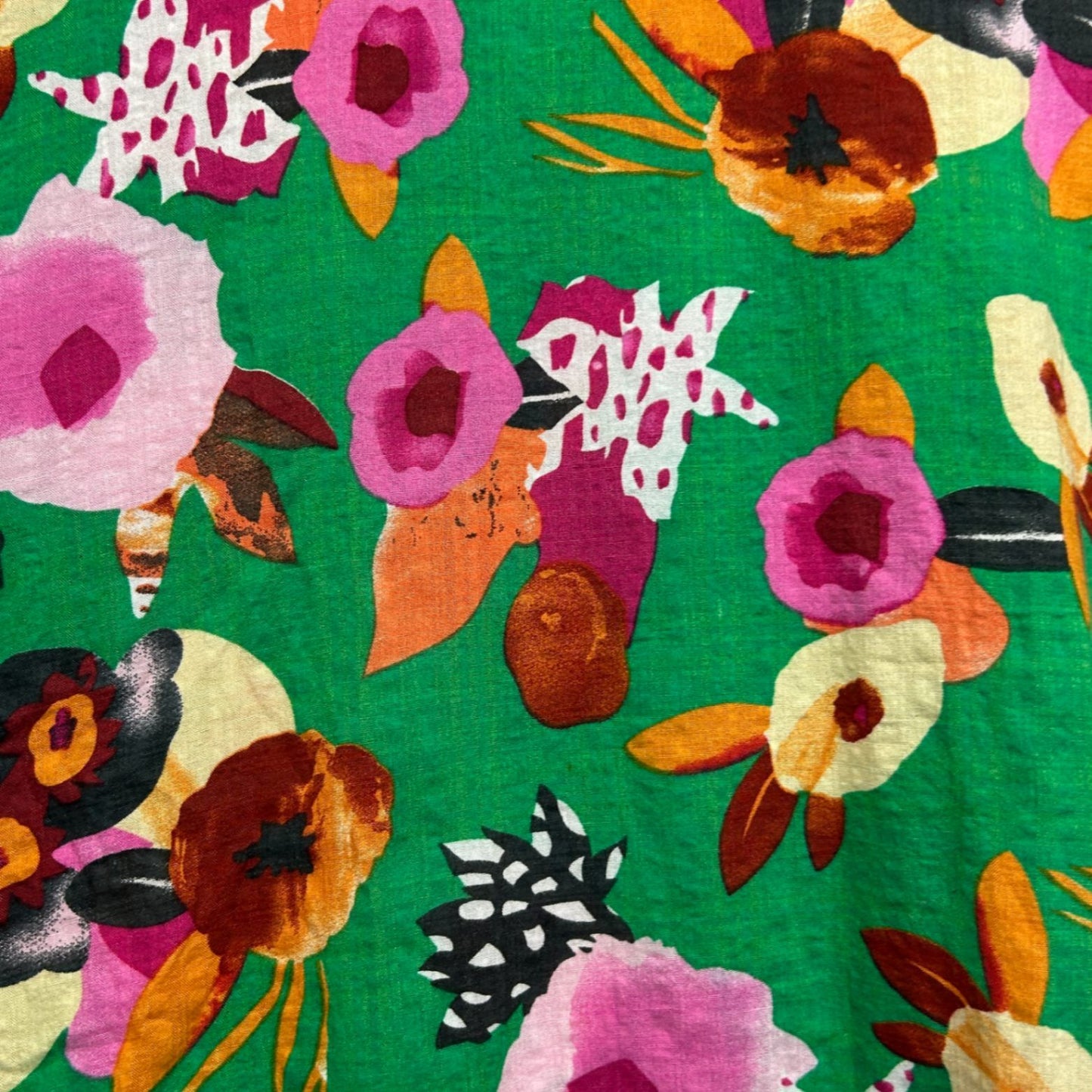 Café latté Multicoloured Floral Short Sleeve 100% Cotton Top Size 16 18 2XL