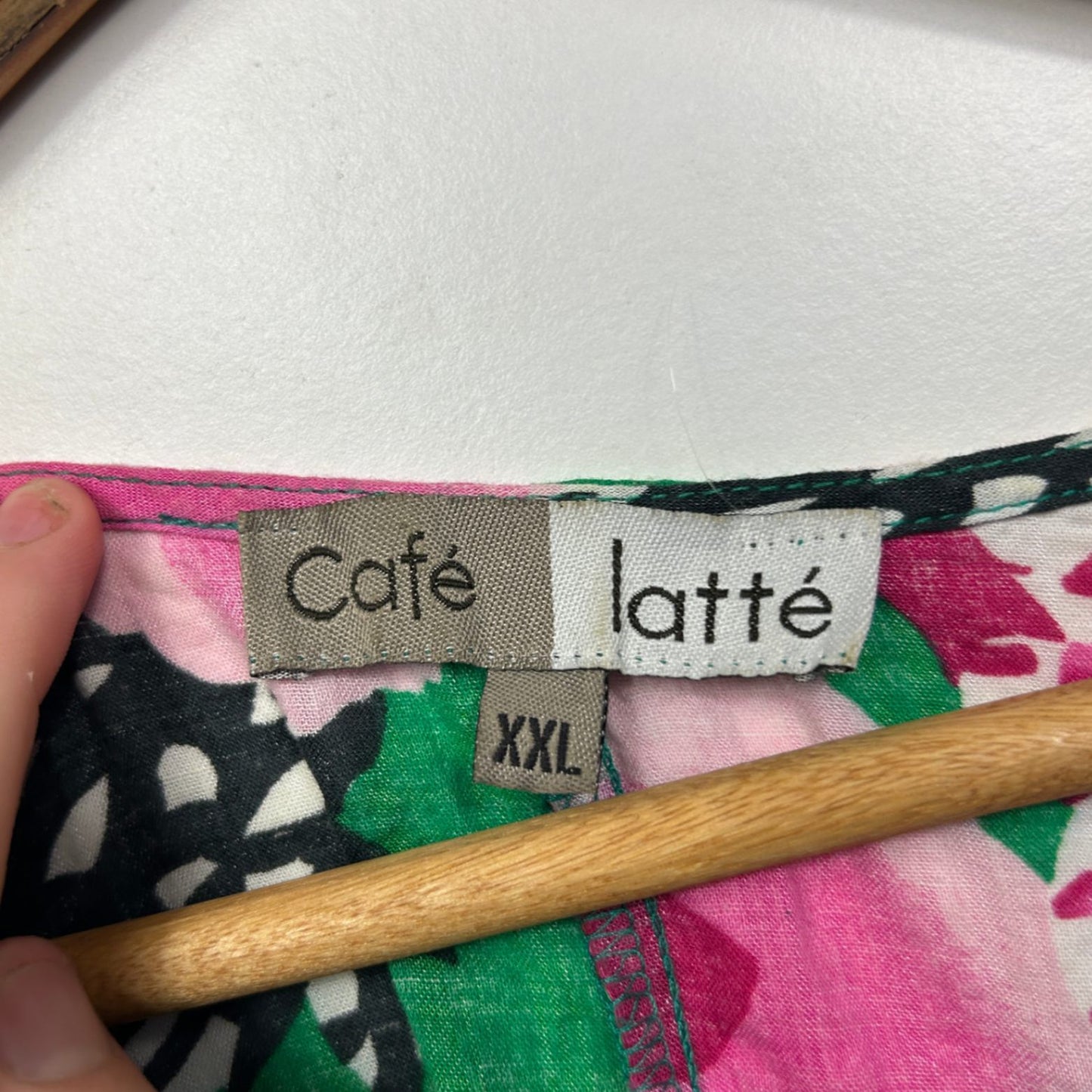 Café latté Multicoloured Floral Short Sleeve 100% Cotton Top Size 16 18 2XL