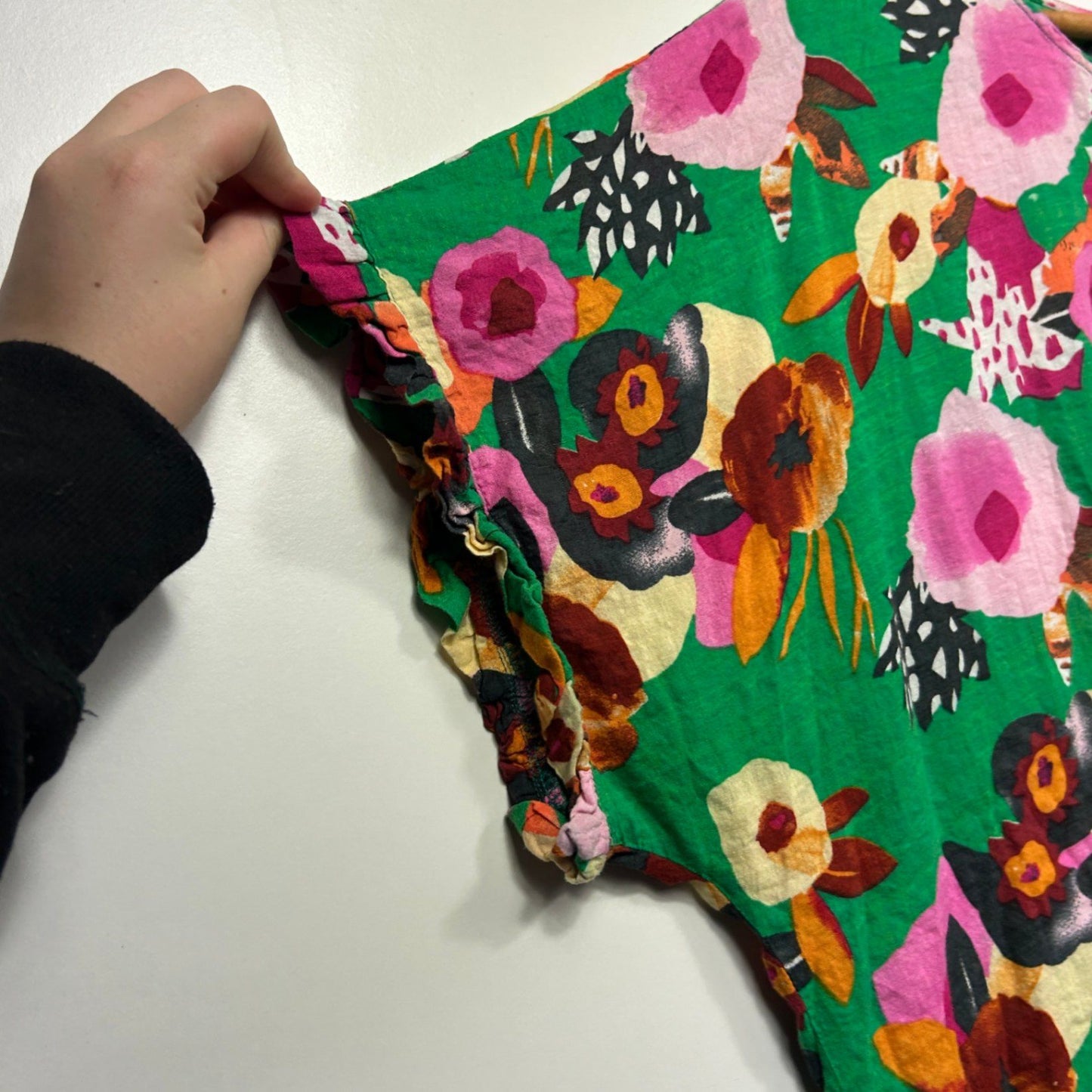 Café latté Multicoloured Floral Short Sleeve 100% Cotton Top Size 16 18 2XL