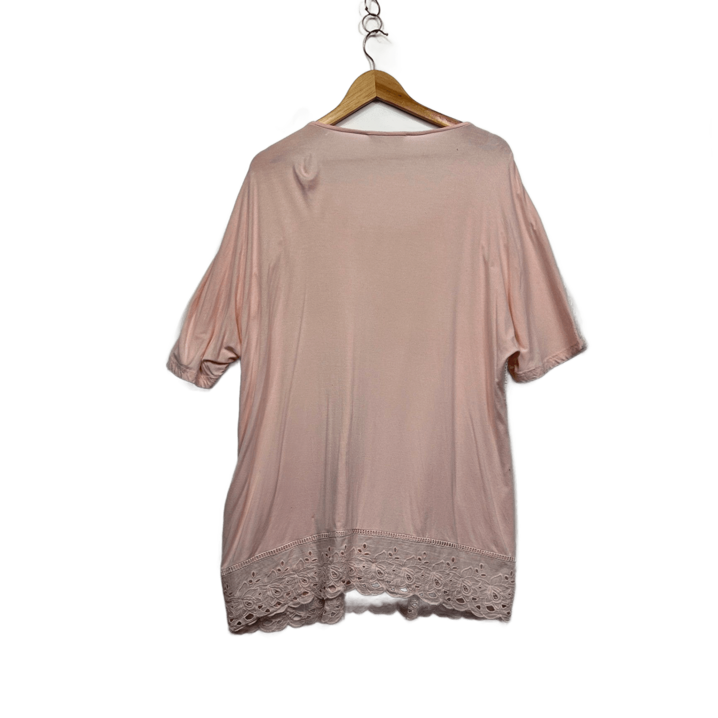 Boo Radley Pink Short Sleeve Embroidered Crochet Blouse Size 20