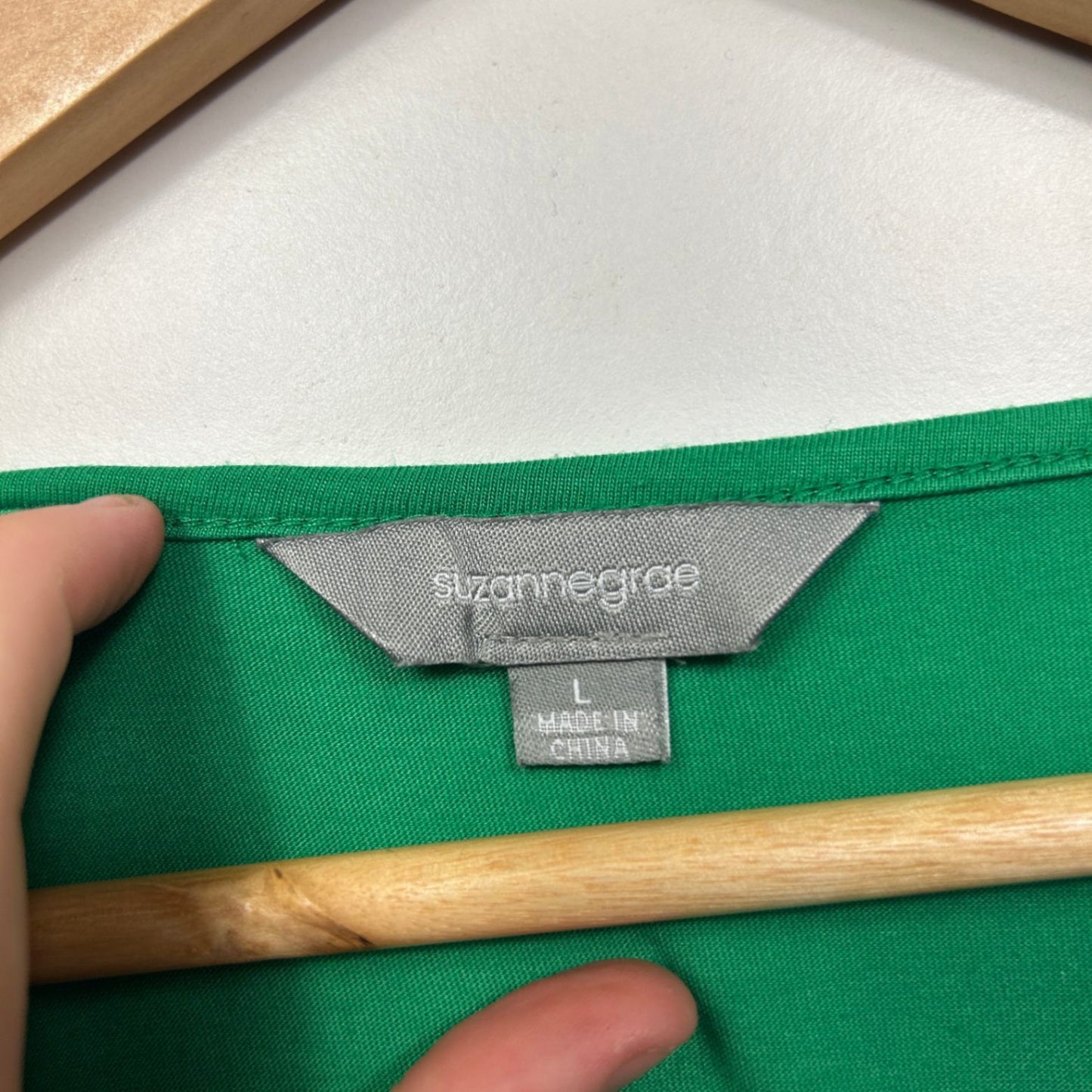 Suzanne Grae Green Short Sleeve Blouse Size 14 Large