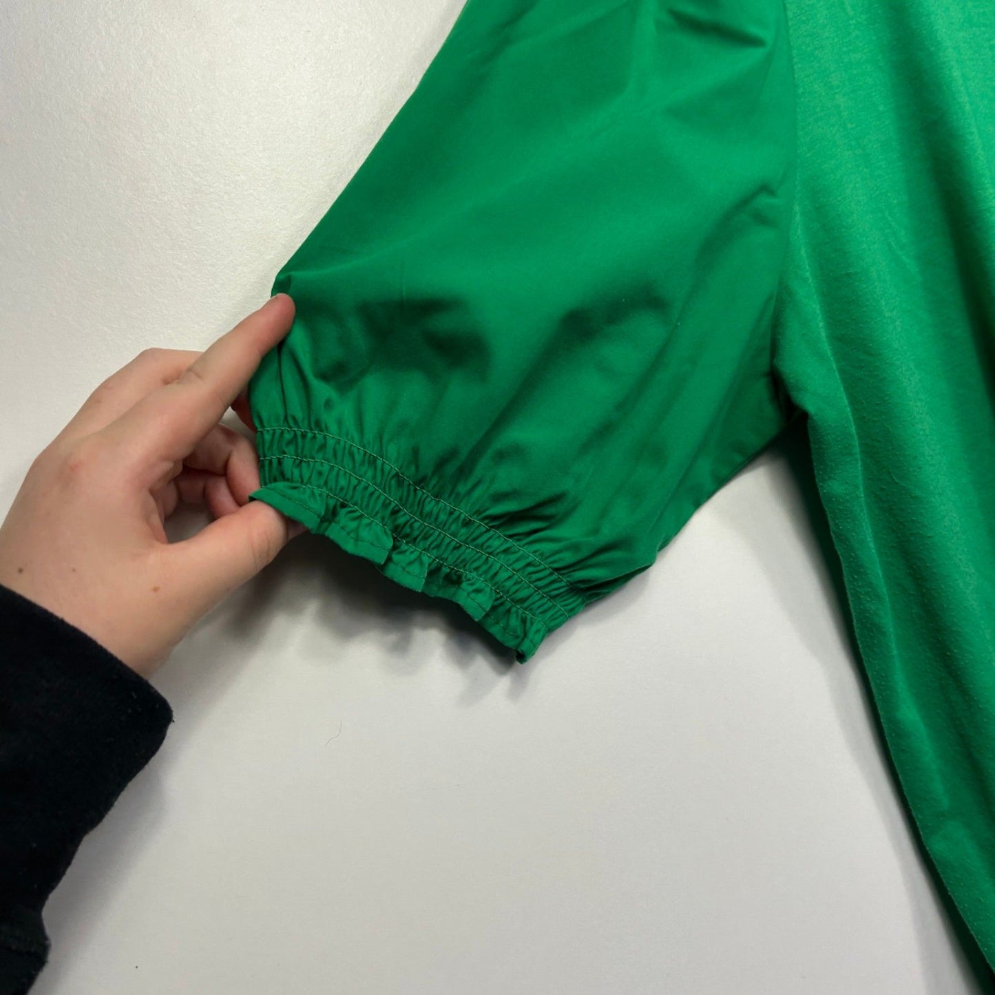 Suzanne Grae Green Short Sleeve Blouse Size 14 Large