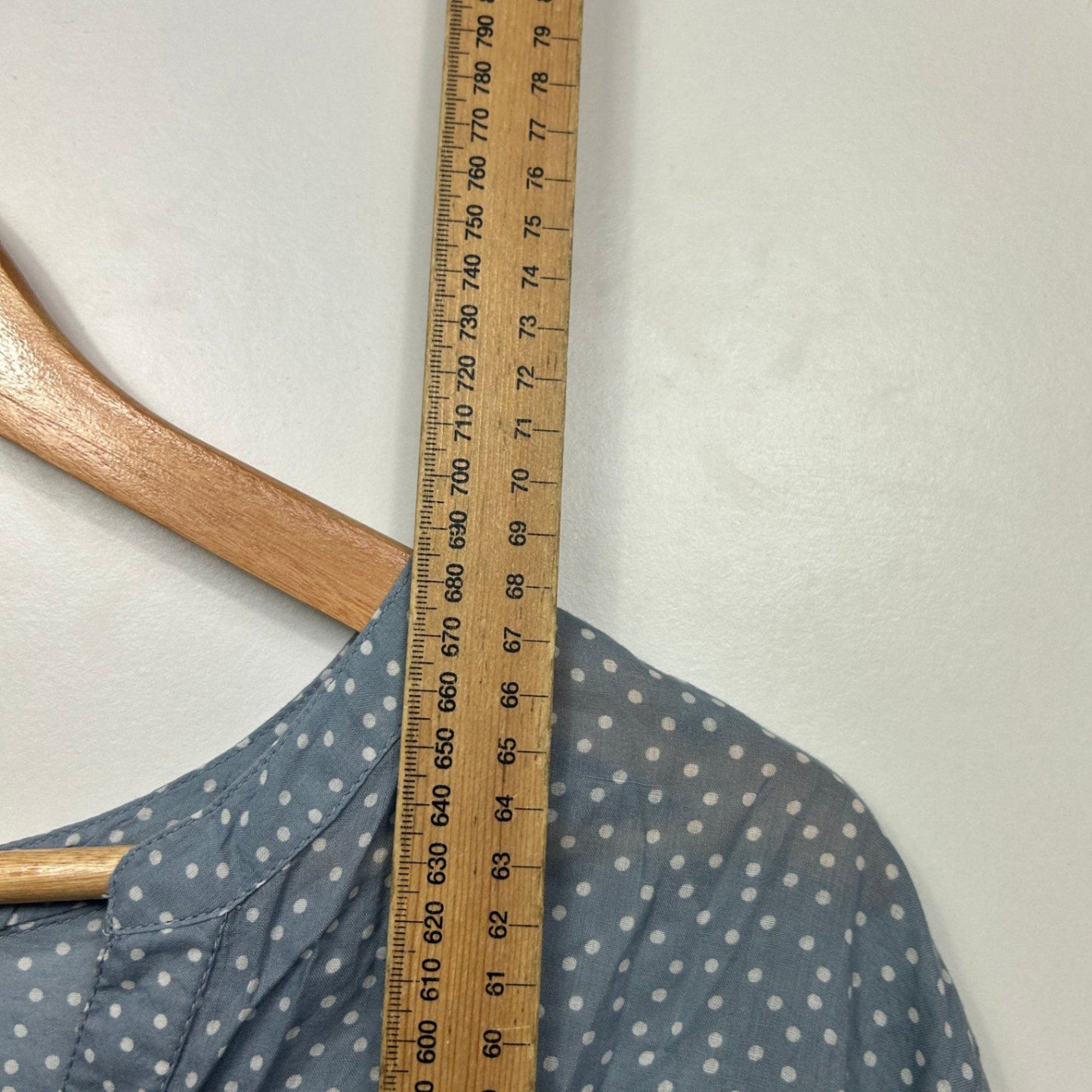 Next Womens 100% Cotton Blue Long Sleeve V-Neck Fit Blouse Size 18