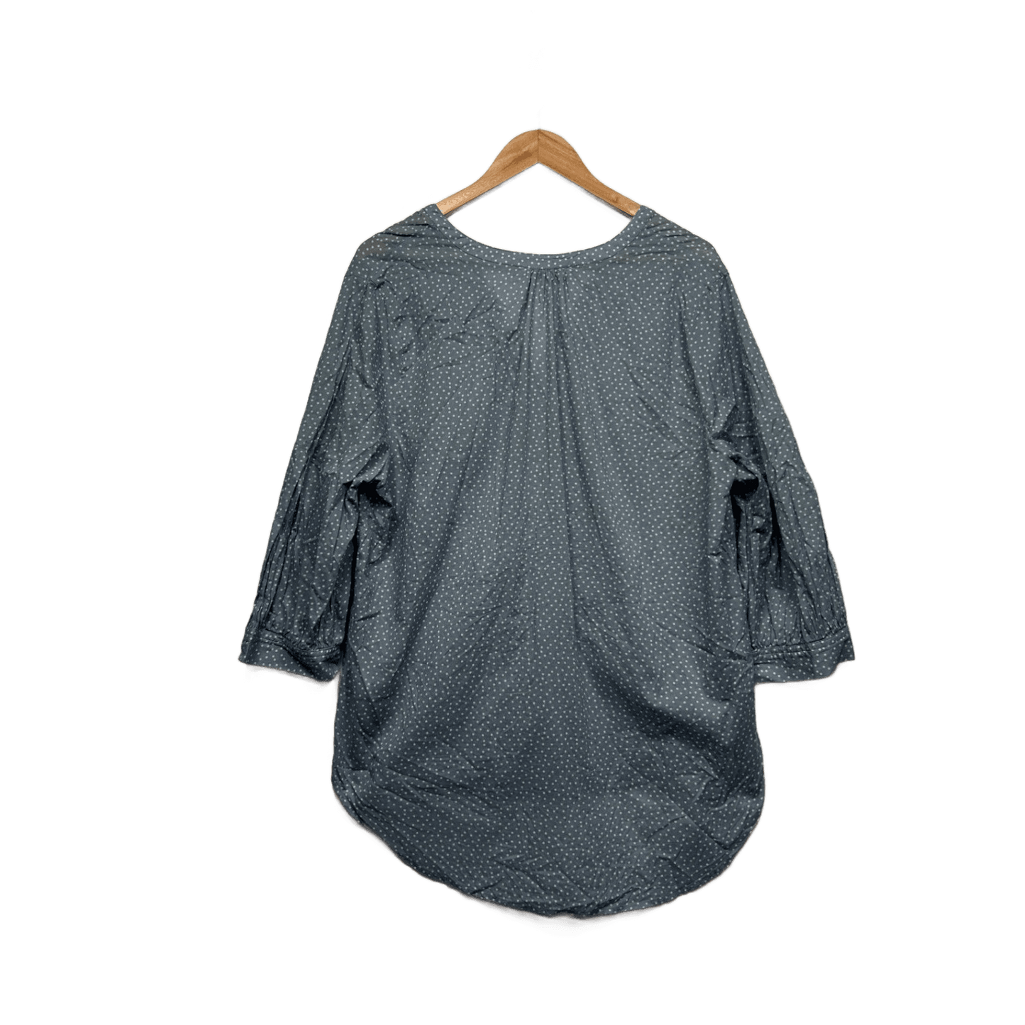 Next Womens 100% Cotton Blue Long Sleeve V-Neck Fit Blouse Size 18