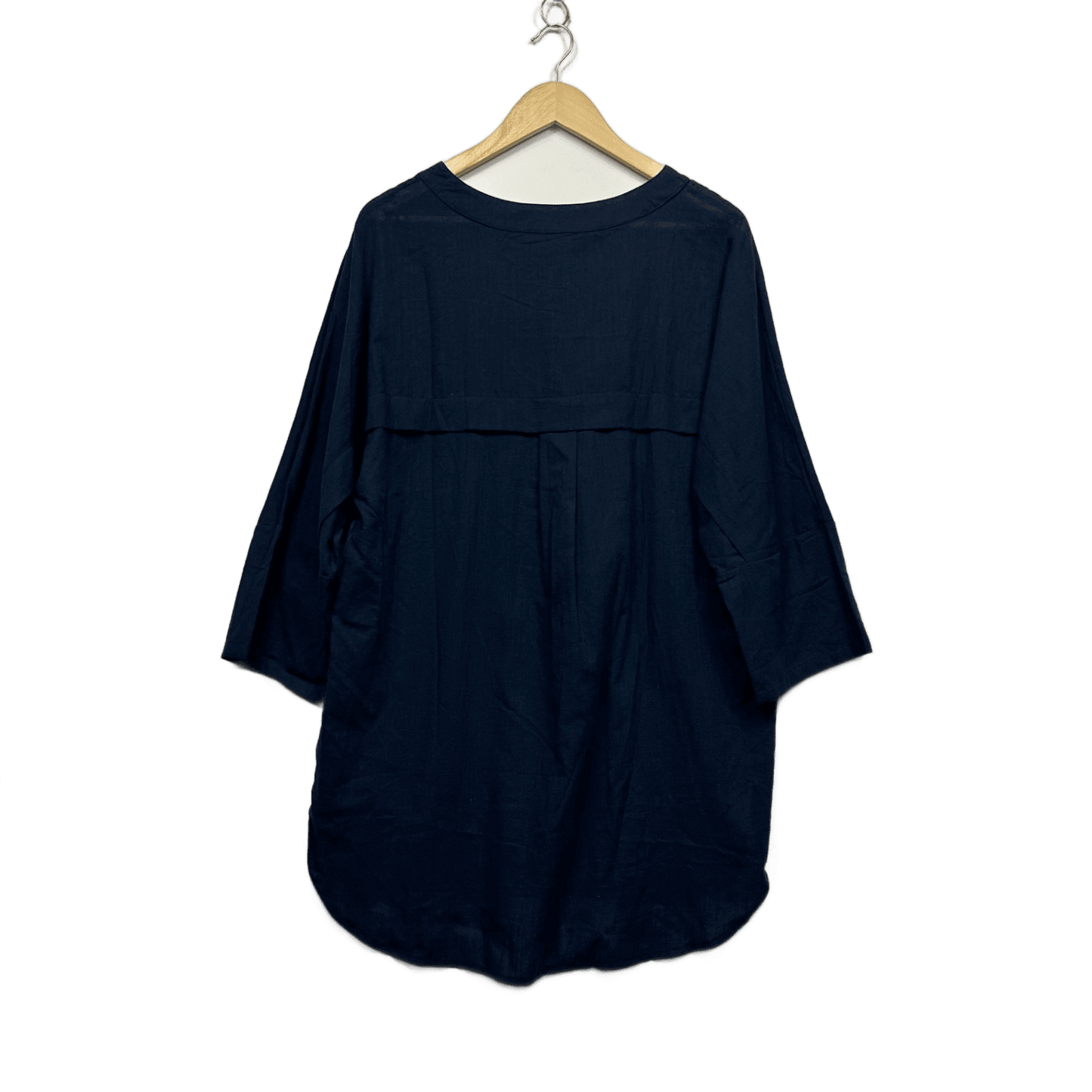Zanzea Women's Navy Linen Long Sleeve Button Up Top Blouse Size XL