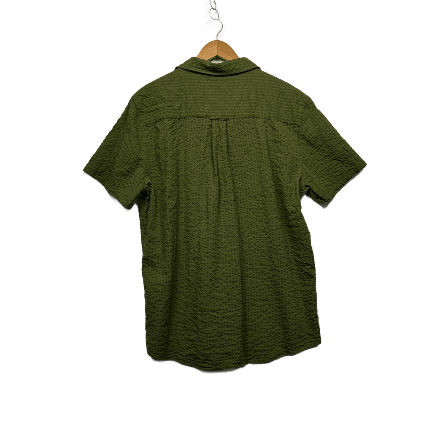 Allgood Mens Olive Green Cotton Textured Short Sleeve Button-Up Shirt 3XL