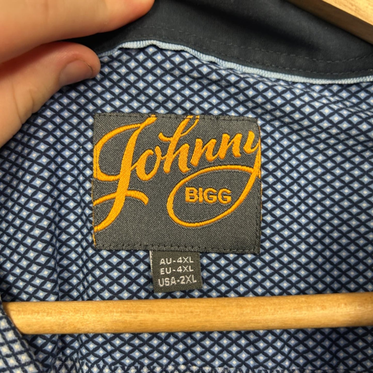 Johnny Bigg Blue Geometric Pattern Long Sleeve Shirt Size 4XL