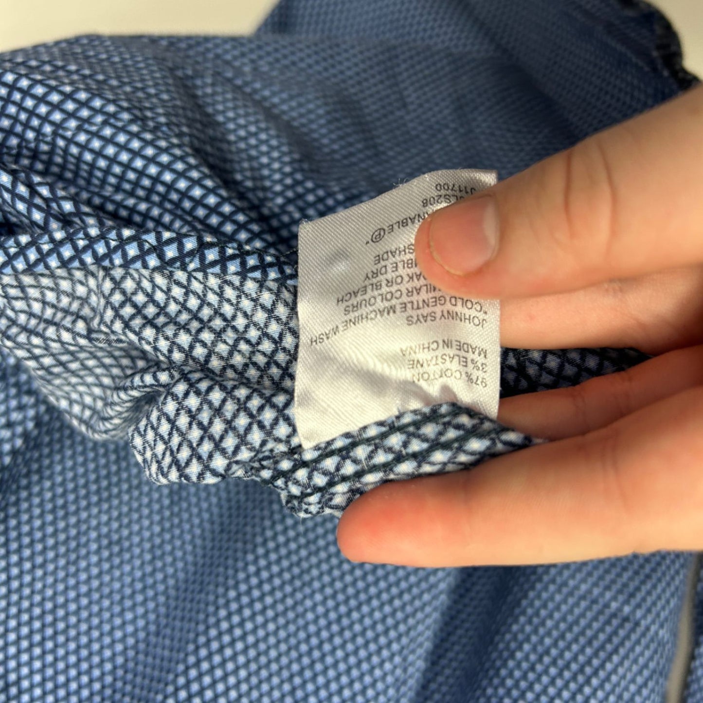 Johnny Bigg Blue Geometric Pattern Long Sleeve Shirt Size 4XL