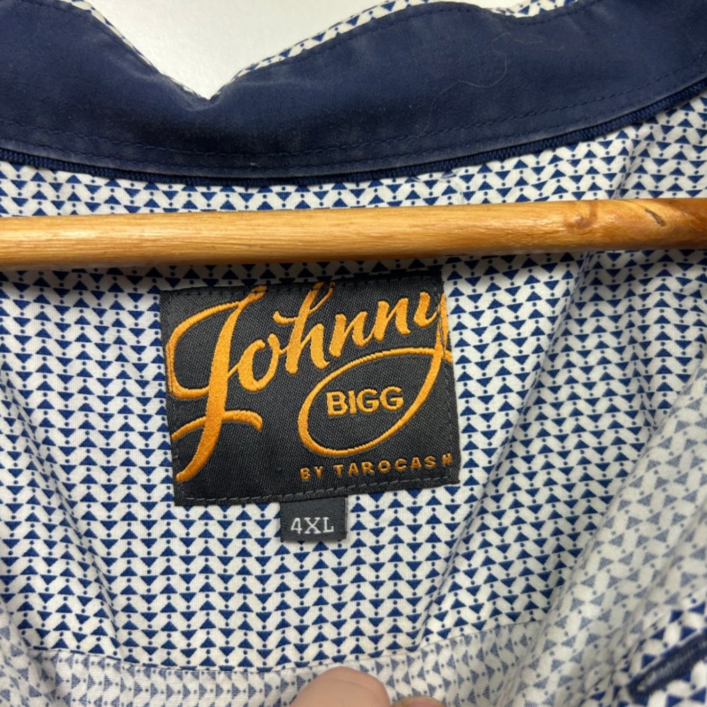 Johnny Bigg Tarocash Blue Geometric Pattern Long Sleeve Shirt Size 4XL