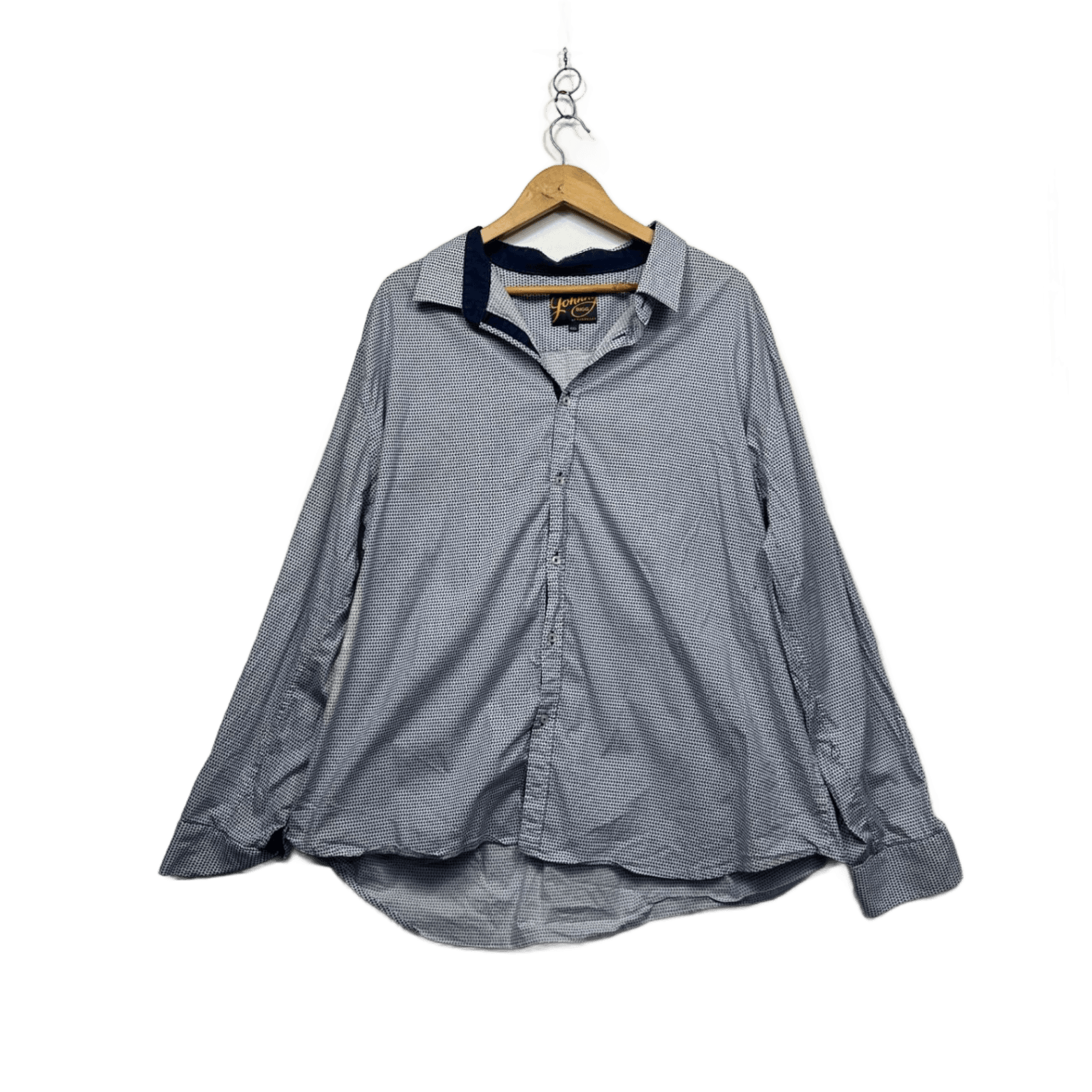 Johnny Bigg Tarocash Blue Geometric Pattern Long Sleeve Shirt Size 4XL