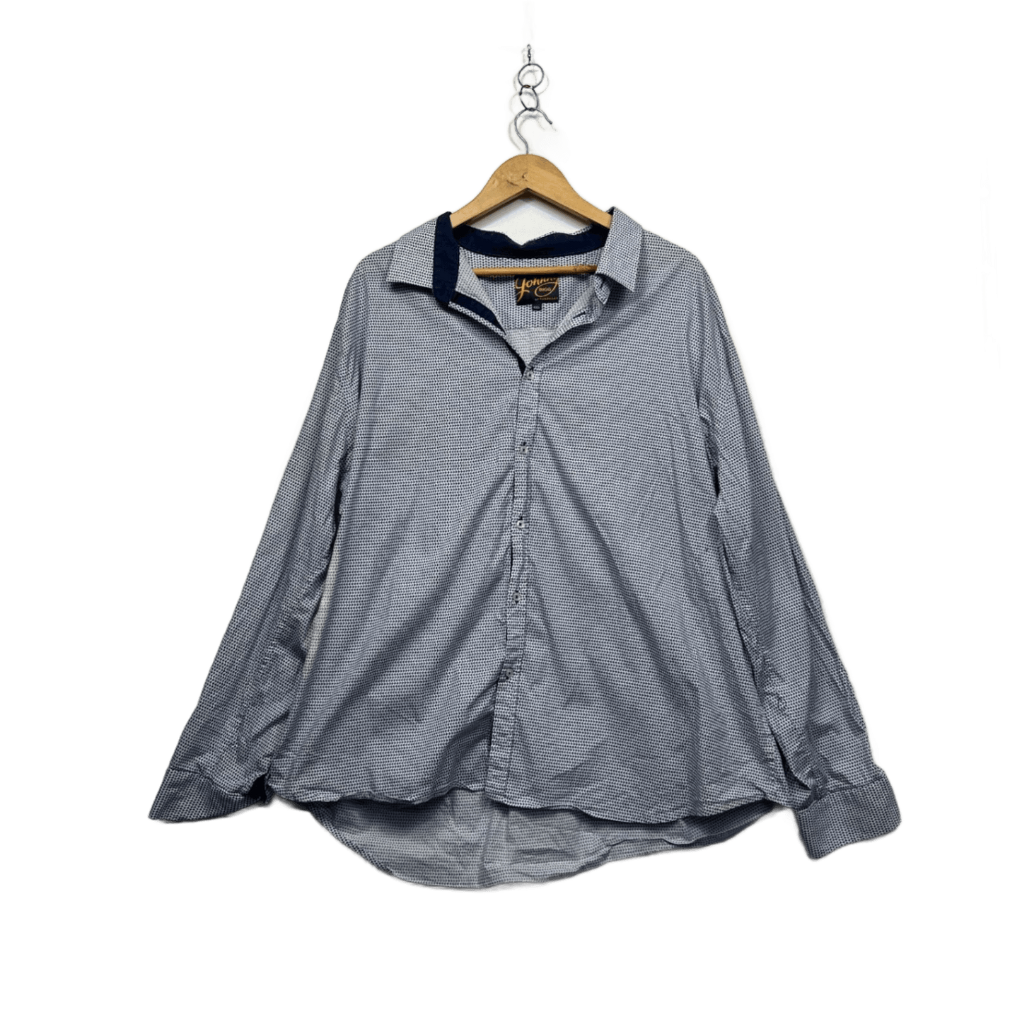 Johnny Bigg Tarocash Blue Geometric Pattern Long Sleeve Shirt Size 4XL