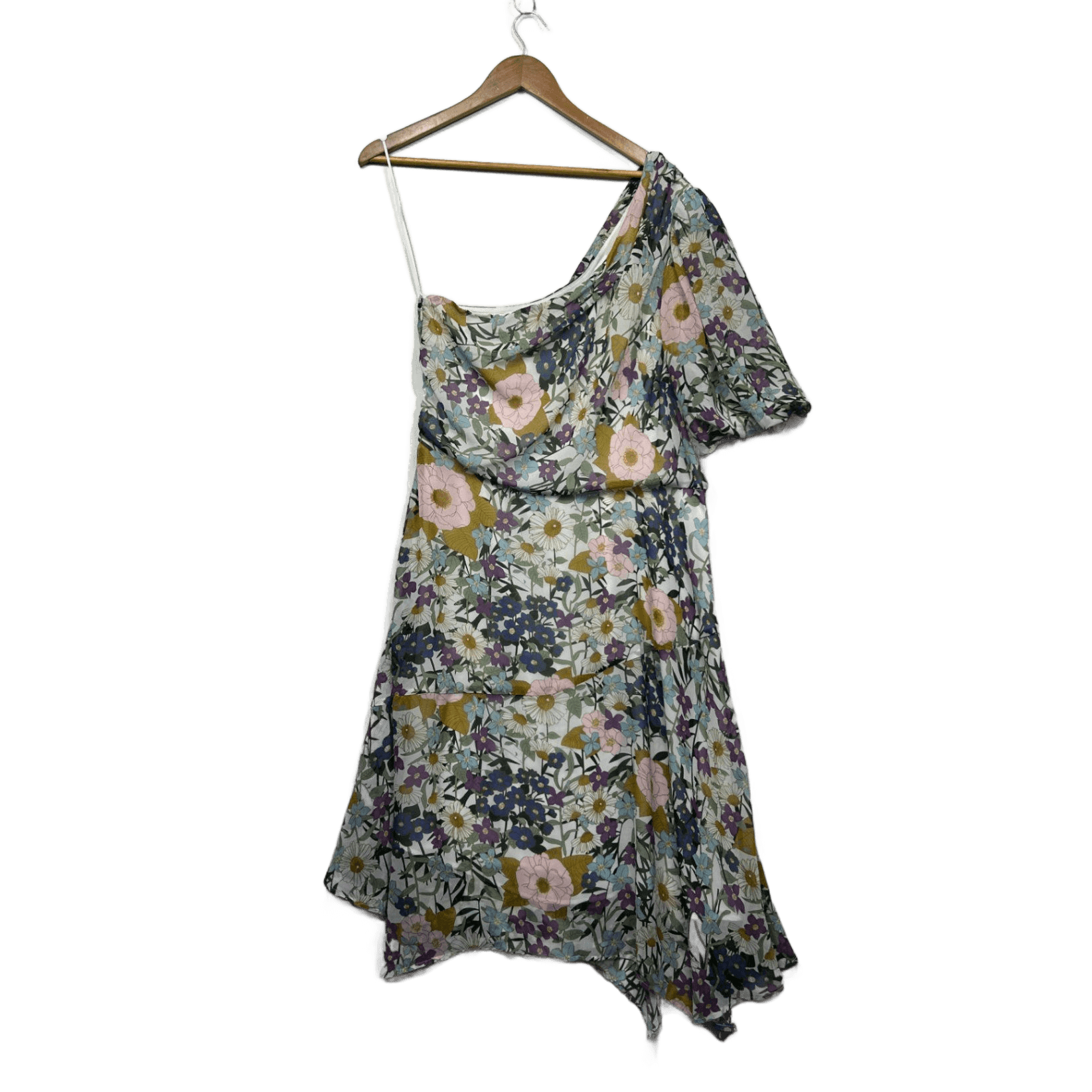 Stella One Shoulder Asymmetric Hem Floral Multicoloured Dress Size 14