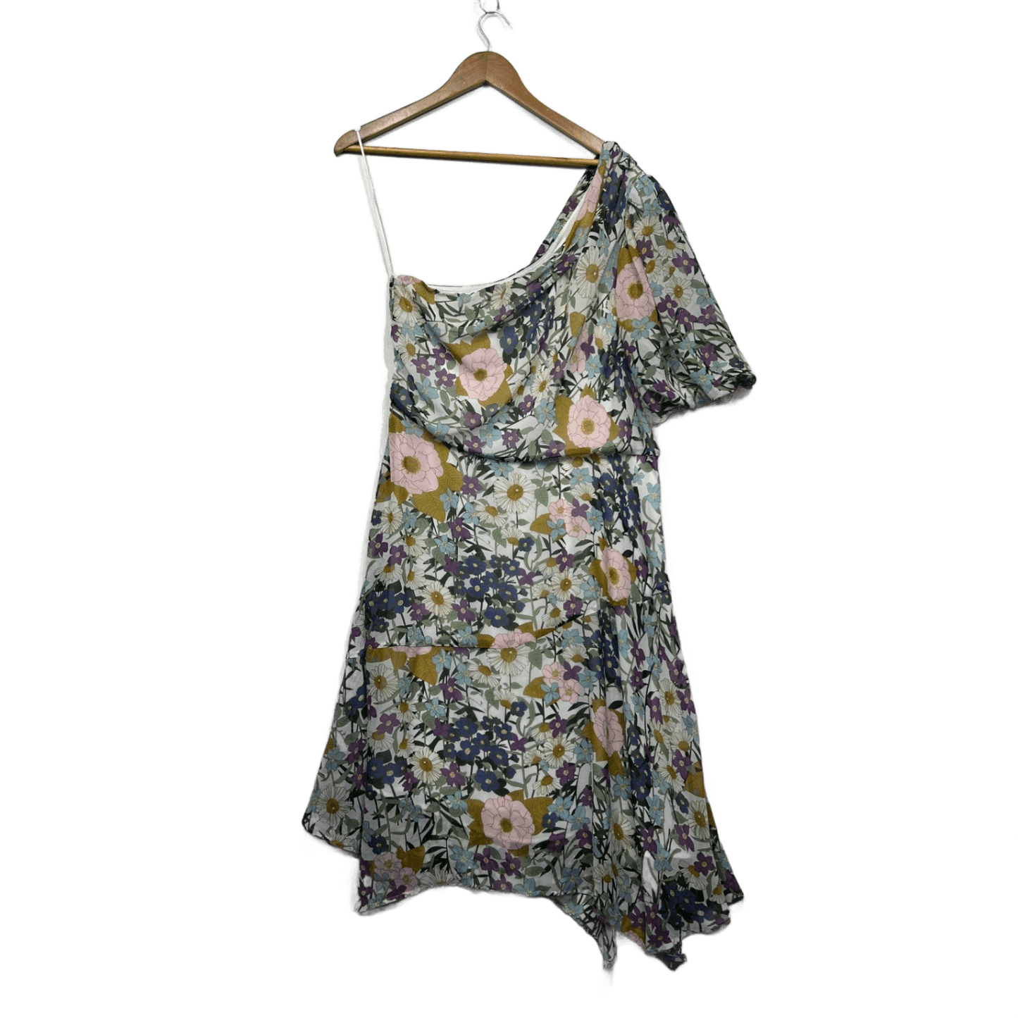 Stella One Shoulder Asymmetric Hem Floral Multicoloured Dress Size 14