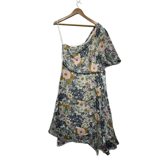 Stella One Shoulder Asymmetric Hem Floral Multicoloured Dress Size 14