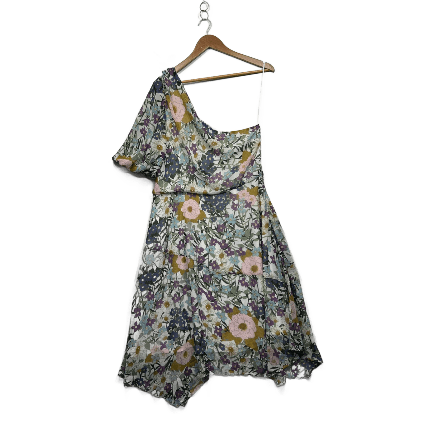 Stella One Shoulder Asymmetric Hem Floral Multicoloured Dress Size 14