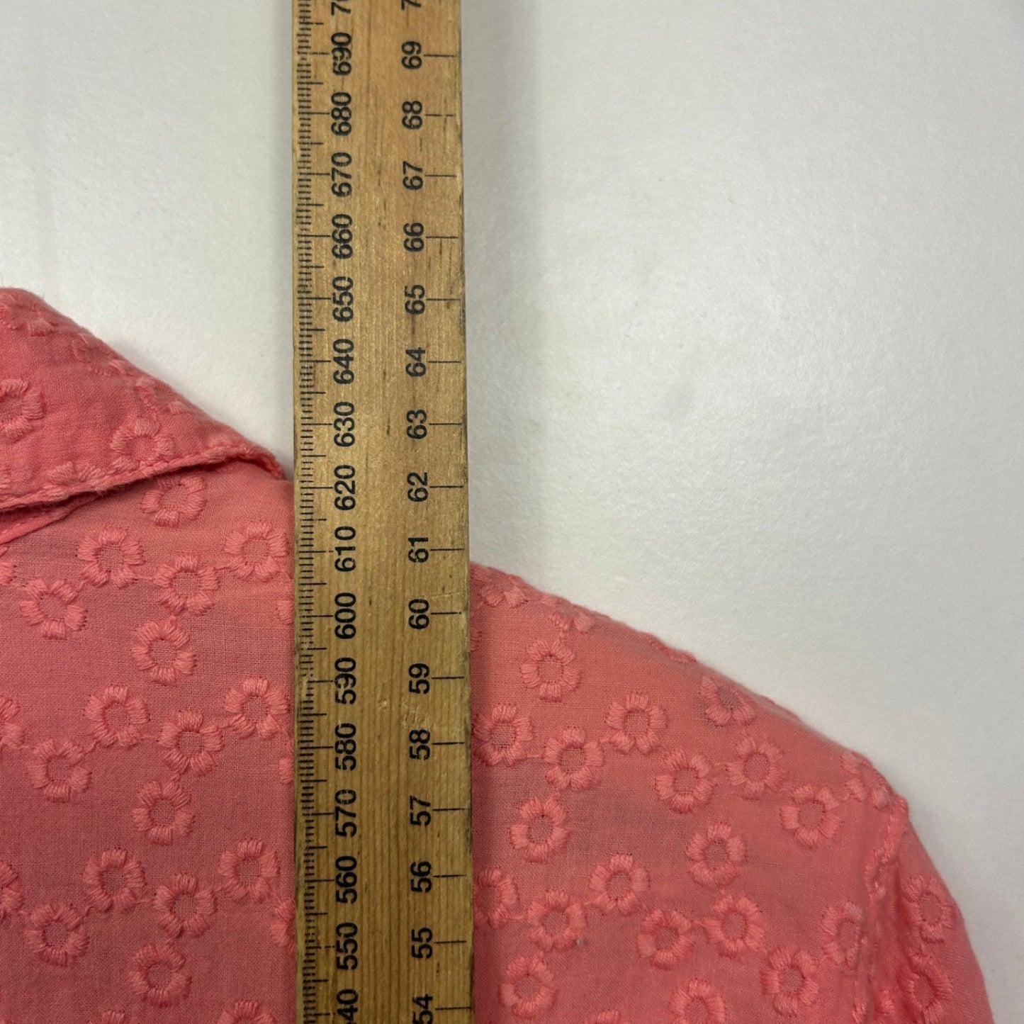 Noni B Embroidered Pink Cotton Long Sleeve Collared Button Up Blouse Size 16